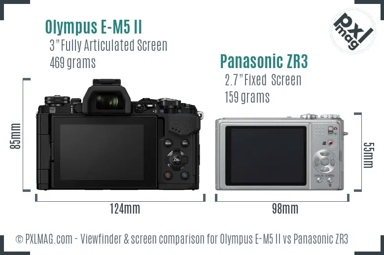 Olympus E-M5 II vs Panasonic ZR3 Screen and Viewfinder comparison