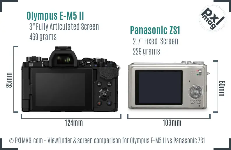 Olympus E-M5 II vs Panasonic ZS1 Screen and Viewfinder comparison