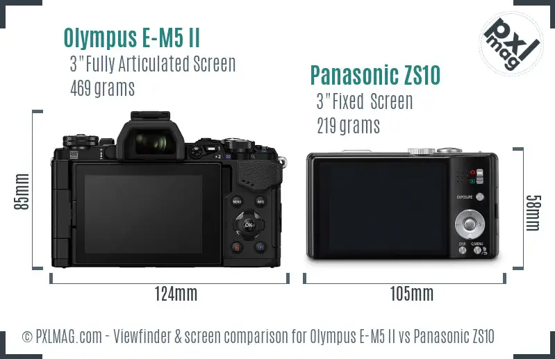 Olympus E-M5 II vs Panasonic ZS10 Screen and Viewfinder comparison