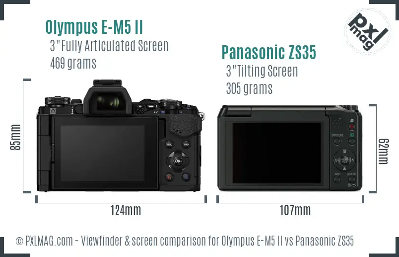 Olympus E-M5 II vs Panasonic ZS35 Screen and Viewfinder comparison