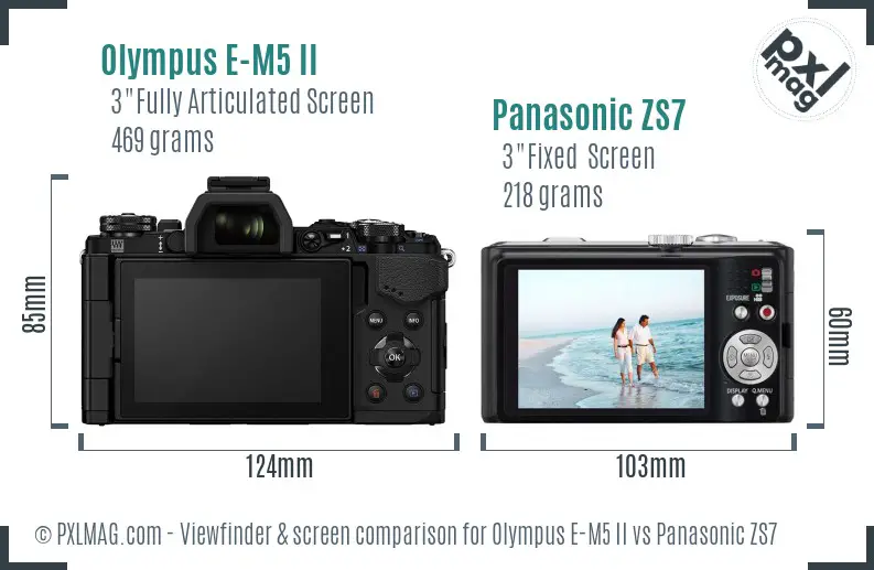 Olympus E-M5 II vs Panasonic ZS7 Screen and Viewfinder comparison