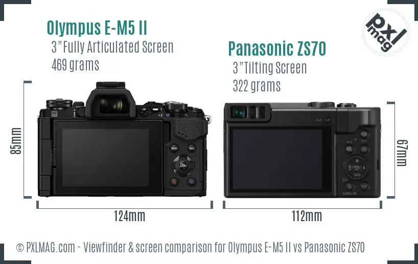 Olympus E-M5 II vs Panasonic ZS70 Screen and Viewfinder comparison