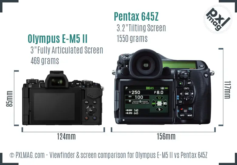 Olympus E-M5 II vs Pentax 645Z Screen and Viewfinder comparison