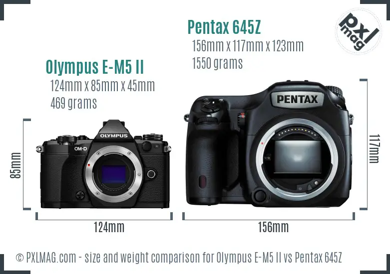 Olympus E-M5 II vs Pentax 645Z size comparison