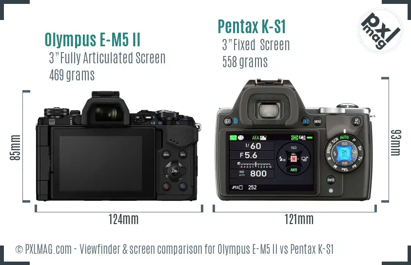 Olympus E-M5 II vs Pentax K-S1 Screen and Viewfinder comparison
