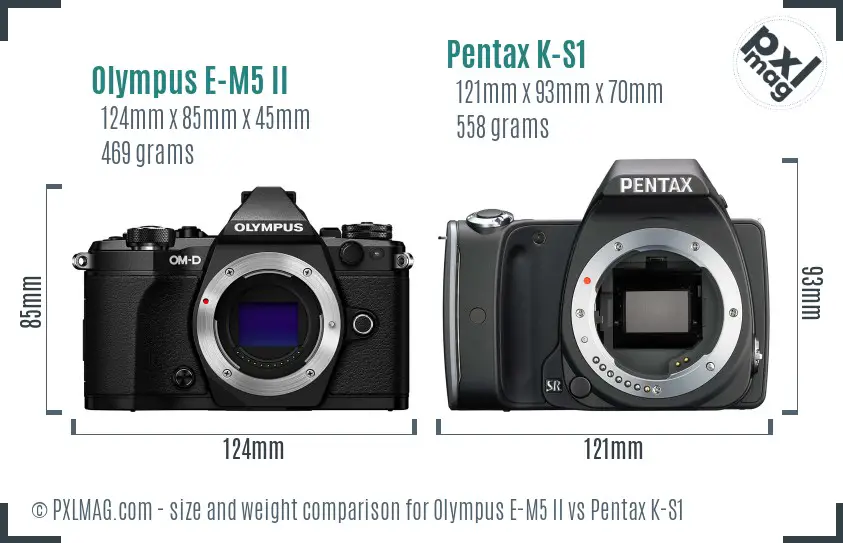 Olympus E-M5 II vs Pentax K-S1 size comparison