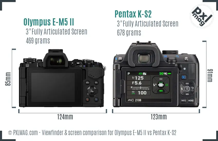 Olympus E-M5 II vs Pentax K-S2 Screen and Viewfinder comparison