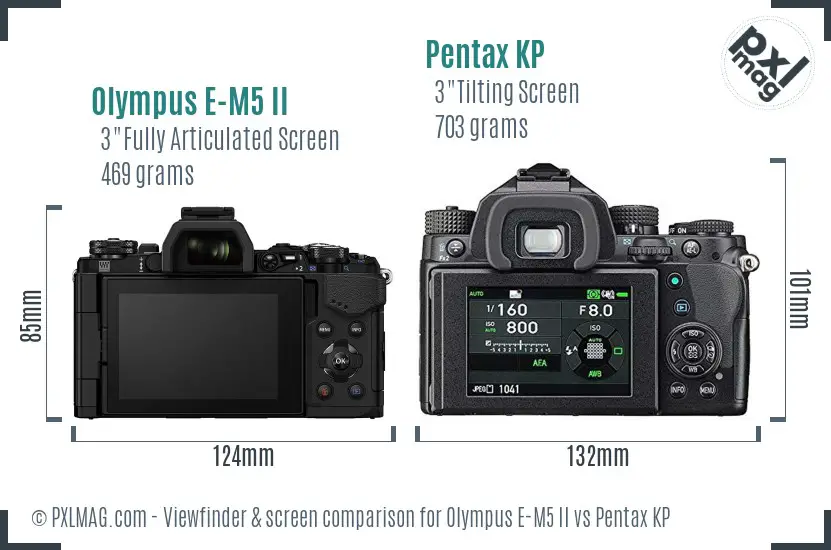 Olympus E-M5 II vs Pentax KP Screen and Viewfinder comparison