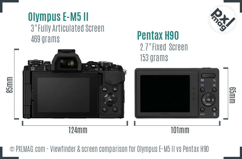 Olympus E-M5 II vs Pentax H90 Screen and Viewfinder comparison