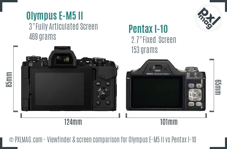 Olympus E-M5 II vs Pentax I-10 Screen and Viewfinder comparison