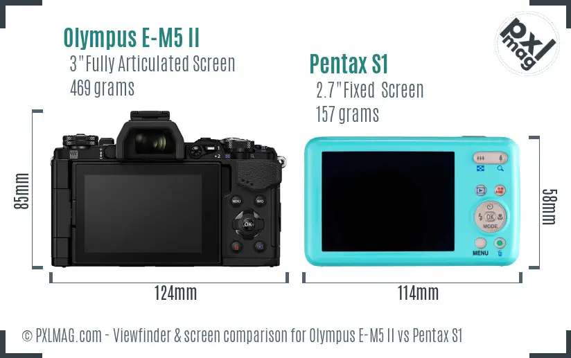 Olympus E-M5 II vs Pentax S1 Screen and Viewfinder comparison