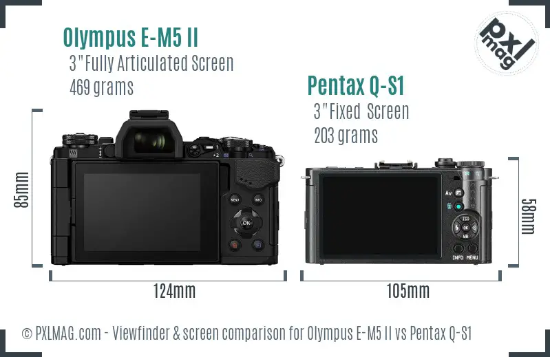 Olympus E-M5 II vs Pentax Q-S1 Screen and Viewfinder comparison