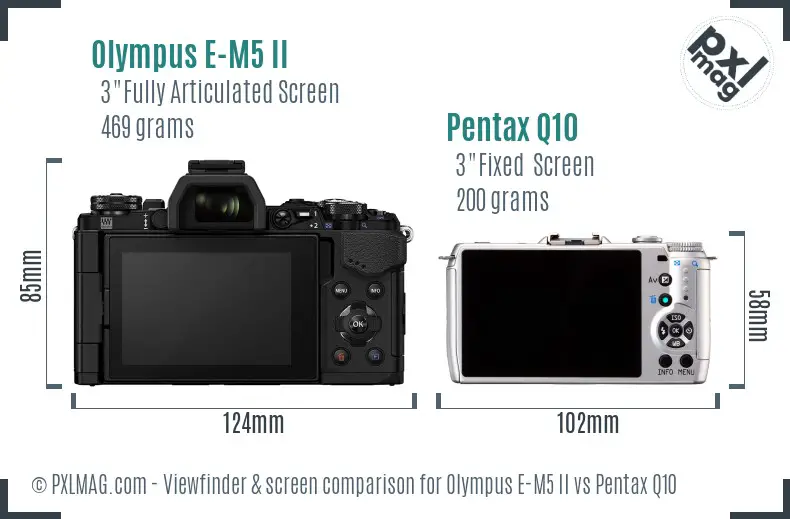 Olympus E-M5 II vs Pentax Q10 Screen and Viewfinder comparison