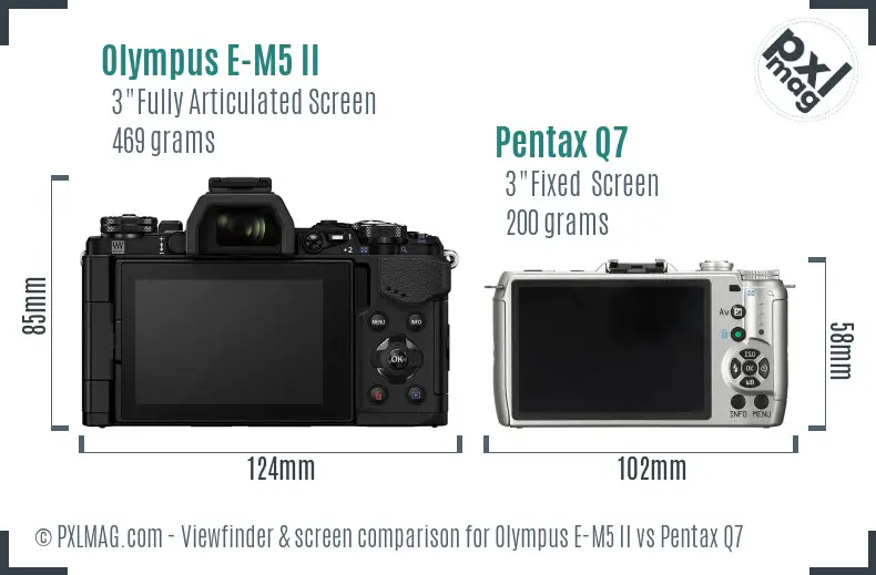 Olympus E-M5 II vs Pentax Q7 Screen and Viewfinder comparison