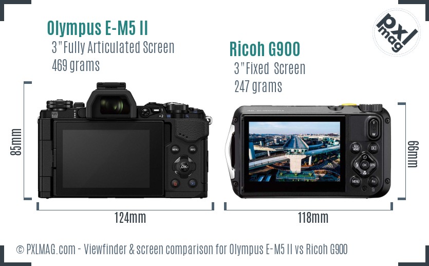 Olympus E-M5 II vs Ricoh G900 Screen and Viewfinder comparison