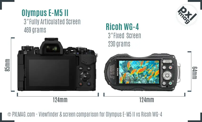 Olympus E-M5 II vs Ricoh WG-4 Screen and Viewfinder comparison Olympus E-M5 II vs Ricoh WG-4 Screen and Viewfinder comparison