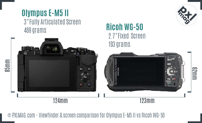 Olympus E-M5 II vs Ricoh WG-50 Screen and Viewfinder comparison