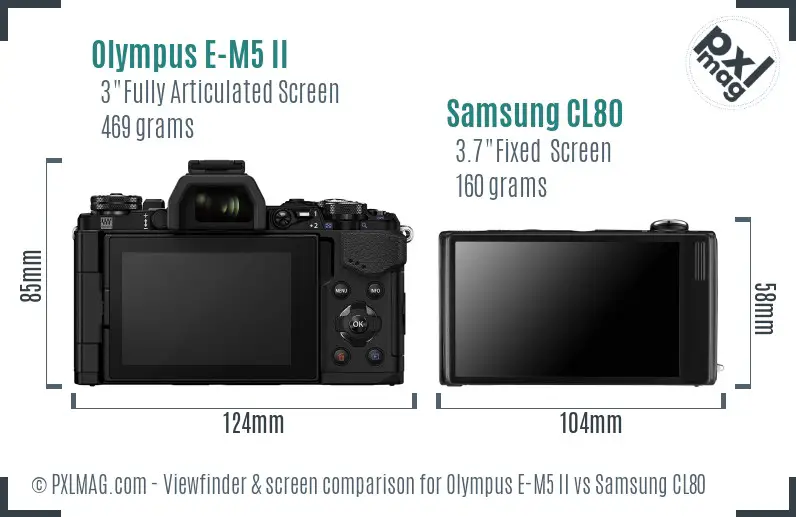 Olympus E-M5 II vs Samsung CL80 Screen and Viewfinder comparison