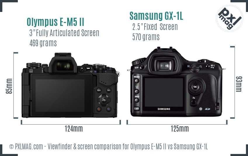 Olympus E-M5 II vs Samsung GX-1L Screen and Viewfinder comparison