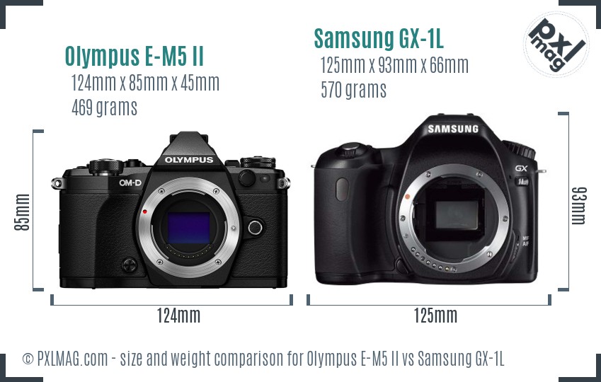 Olympus E-M5 II vs Samsung GX-1L size comparison
