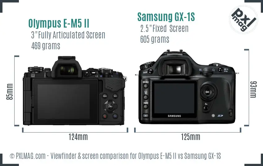 Olympus E-M5 II vs Samsung GX-1S Screen and Viewfinder comparison