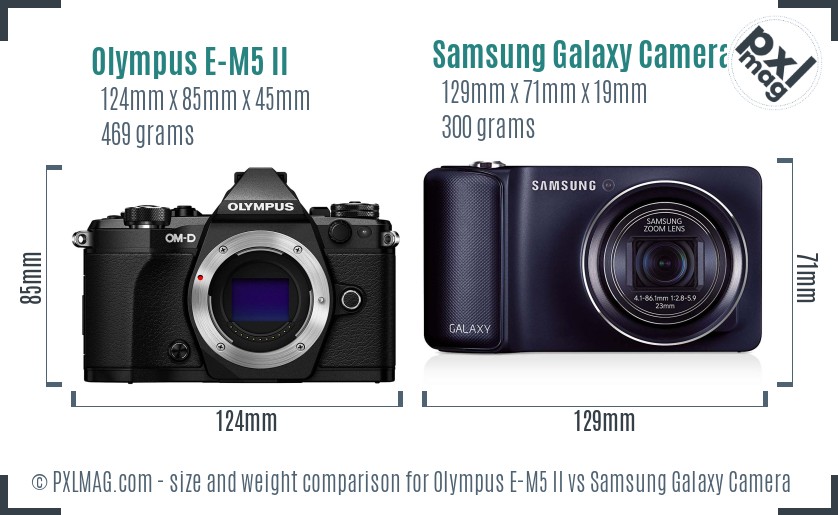 Olympus E-M5 II vs Samsung Galaxy Camera size comparison Olympus E-M5 II vs Samsung Galaxy Camera size comparison