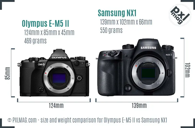 Olympus E-M5 II vs Samsung NX1 size comparison