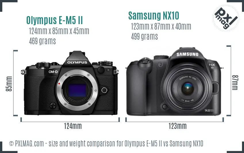 Olympus E-M5 II vs Samsung NX10 size comparison