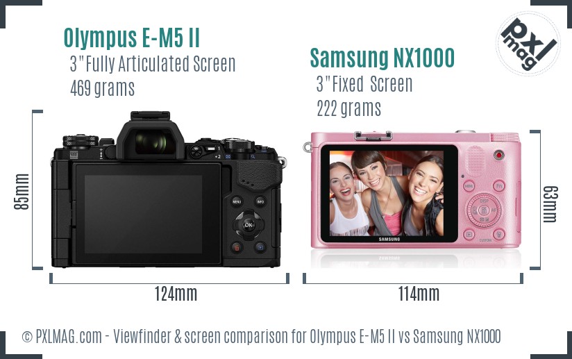 Olympus E-M5 II vs Samsung NX1000 Screen and Viewfinder comparison