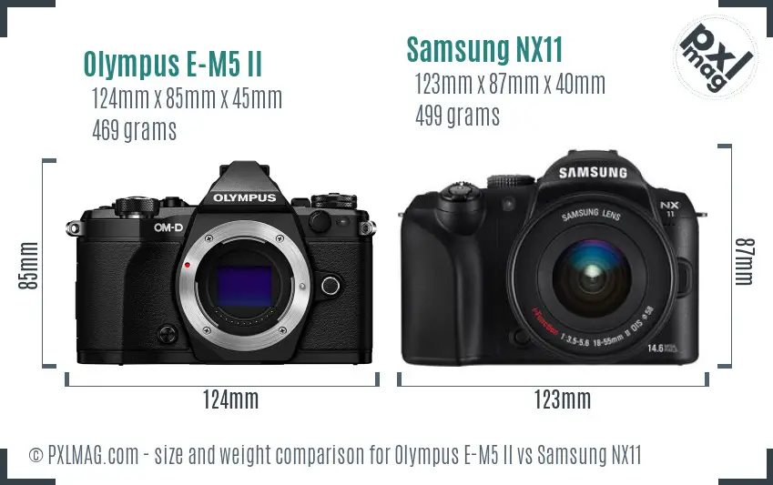 Olympus E-M5 II vs Samsung NX11 size comparison