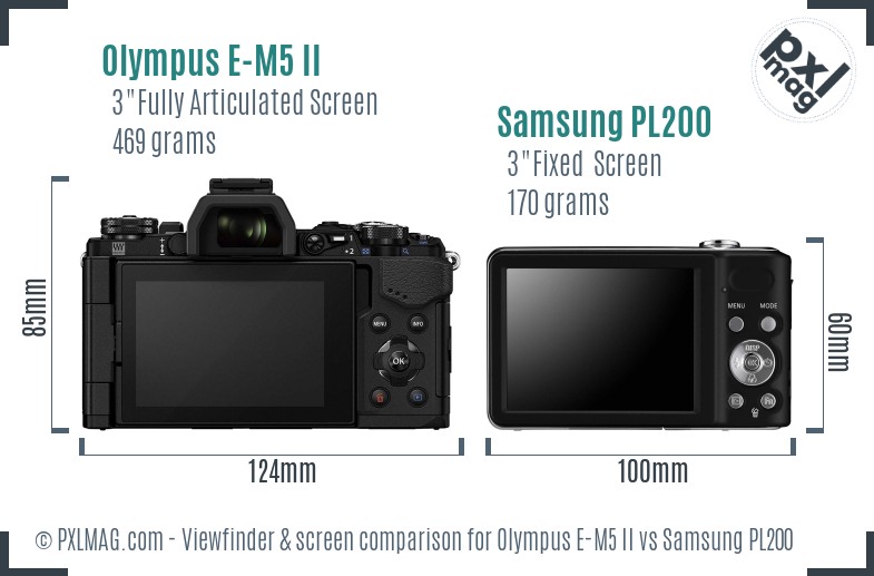 Olympus E-M5 II vs Samsung PL200 Screen and Viewfinder comparison