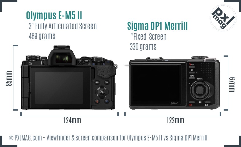 Olympus E-M5 II vs Sigma DP1 Merrill Screen and Viewfinder comparison