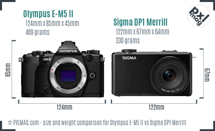 Olympus E-M5 II vs Sigma DP1 Merrill size comparison Olympus E-M5 II vs Sigma DP1 Merrill size comparison