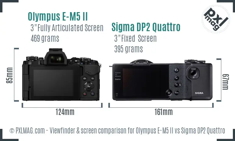 Olympus E-M5 II vs Sigma DP2 Quattro Screen and Viewfinder comparison