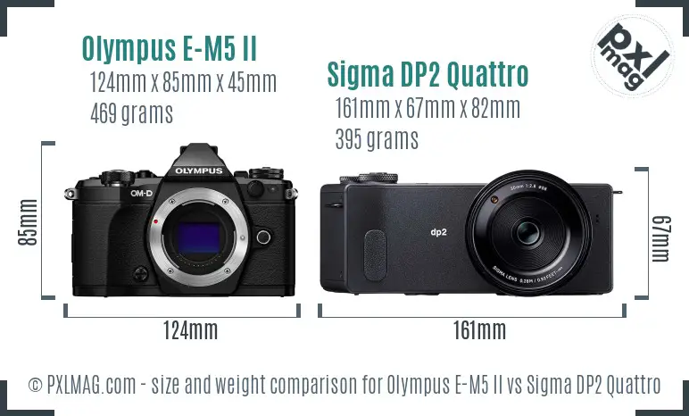 Olympus E-M5 II vs Sigma DP2 Quattro size comparison