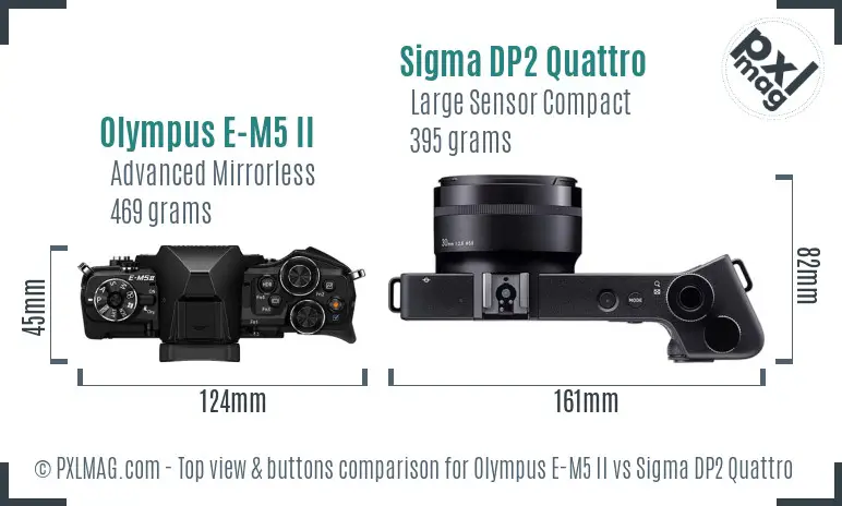 Olympus E-M5 II vs Sigma DP2 Quattro top view buttons comparison