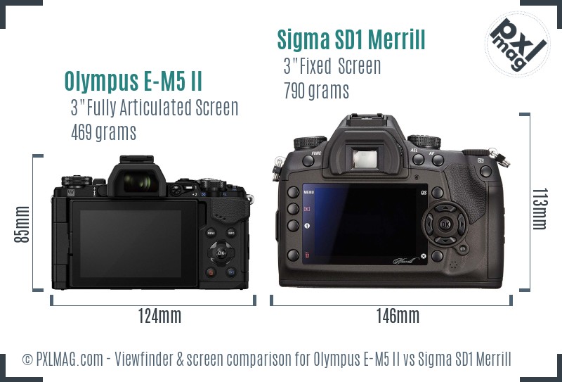 Olympus E-M5 II vs Sigma SD1 Merrill Screen and Viewfinder comparison