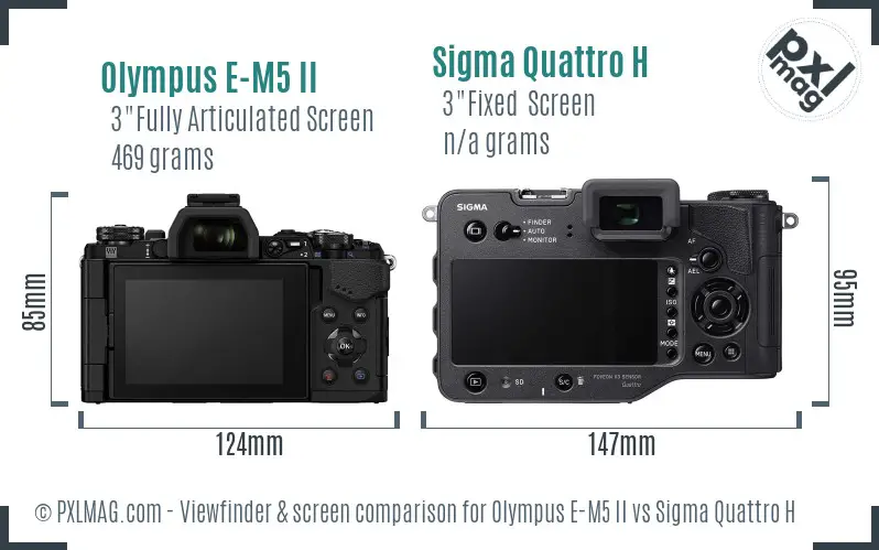 Olympus E-M5 II vs Sigma Quattro H Screen and Viewfinder comparison
