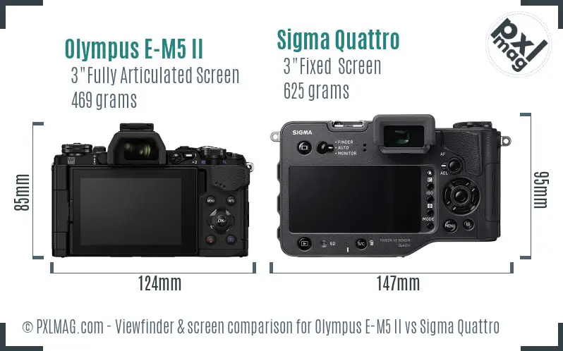 Olympus E-M5 II vs Sigma Quattro Screen and Viewfinder comparison