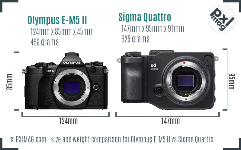 Olympus E-M5 II vs Sigma Quattro size comparison