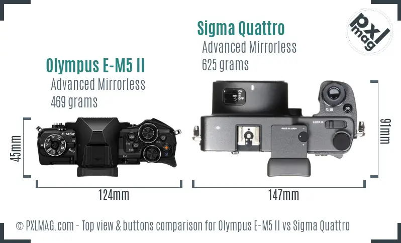 Olympus E-M5 II vs Sigma Quattro top view buttons comparison