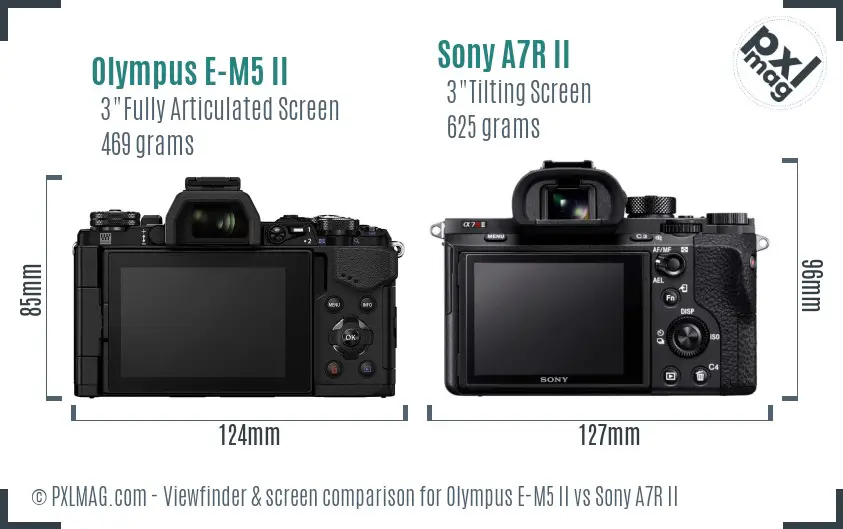 Olympus E-M5 II vs Sony A7R II Screen and Viewfinder comparison