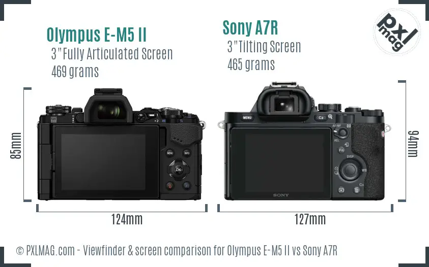 Olympus E-M5 II vs Sony A7R Screen and Viewfinder comparison