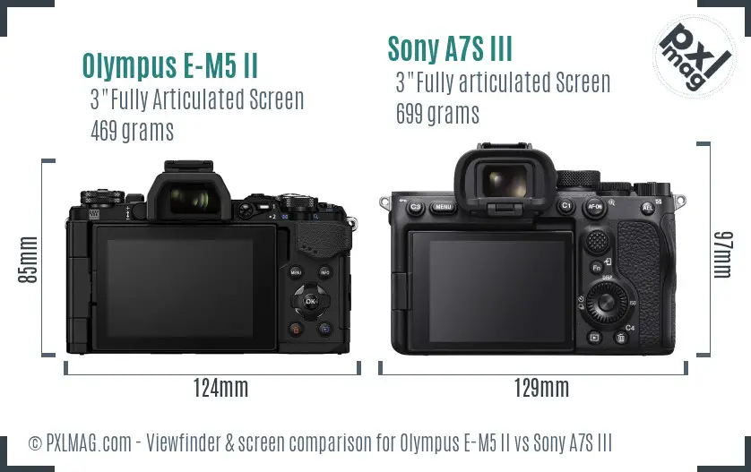 Olympus E-M5 II vs Sony A7S III Screen and Viewfinder comparison