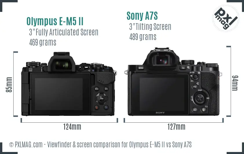 Olympus E-M5 II vs Sony A7S Screen and Viewfinder comparison