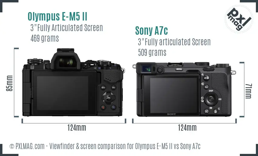 Olympus E-M5 II vs Sony A7c Screen and Viewfinder comparison