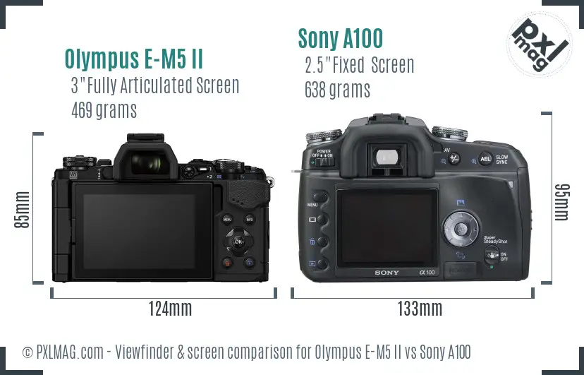 Olympus E-M5 II vs Sony A100 Screen and Viewfinder comparison