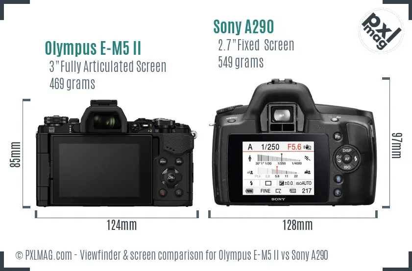 Olympus E-M5 II vs Sony A290 Screen and Viewfinder comparison