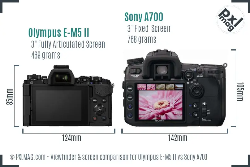 Olympus E-M5 II vs Sony A700 Screen and Viewfinder comparison