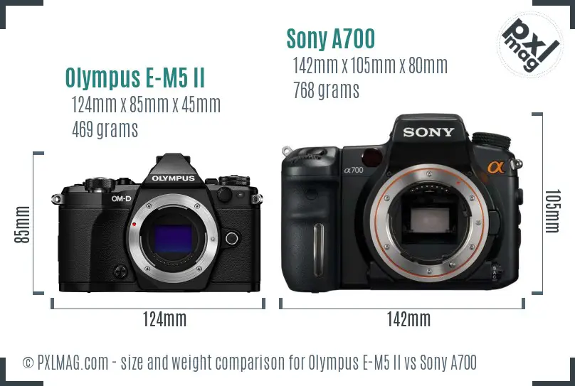 Olympus E-M5 II vs Sony A700 size comparison